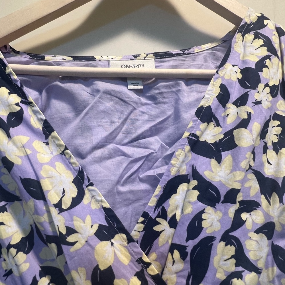 Floral V-Neck Dress in Purple and Yellow